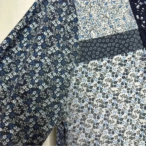 Northern Reflections Boho Blouse Floral /  Lace Blue & White Size Extra Large - Picture 6 of 16